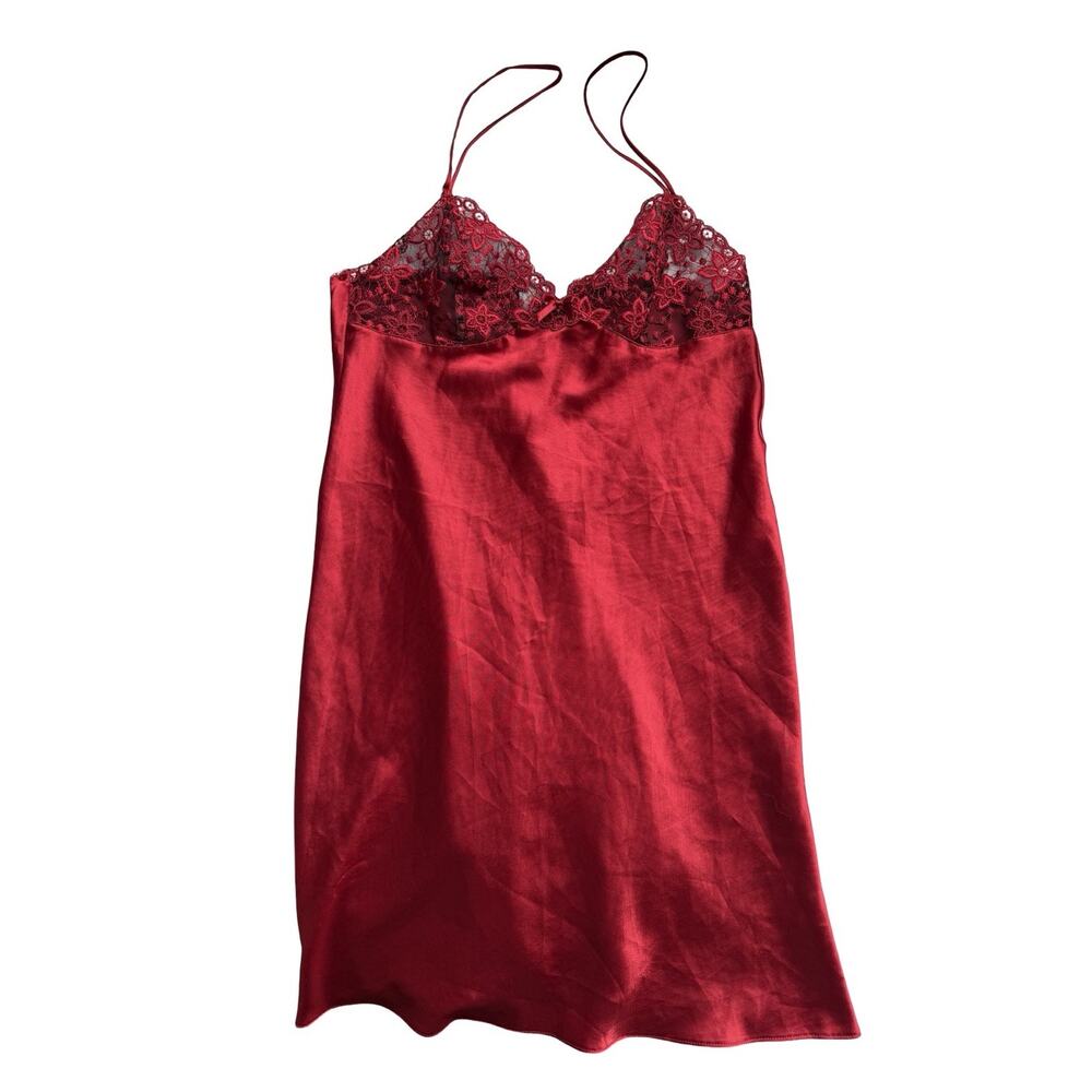 Etam Red Night Dress Slinky Nightgown Size Small